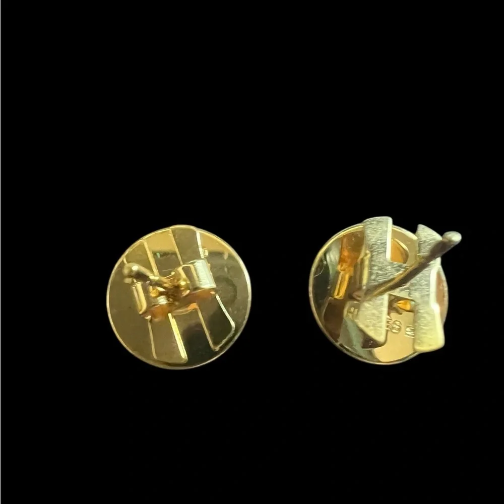 Elegant Gold and Taupe Eclipse Stud Earrings